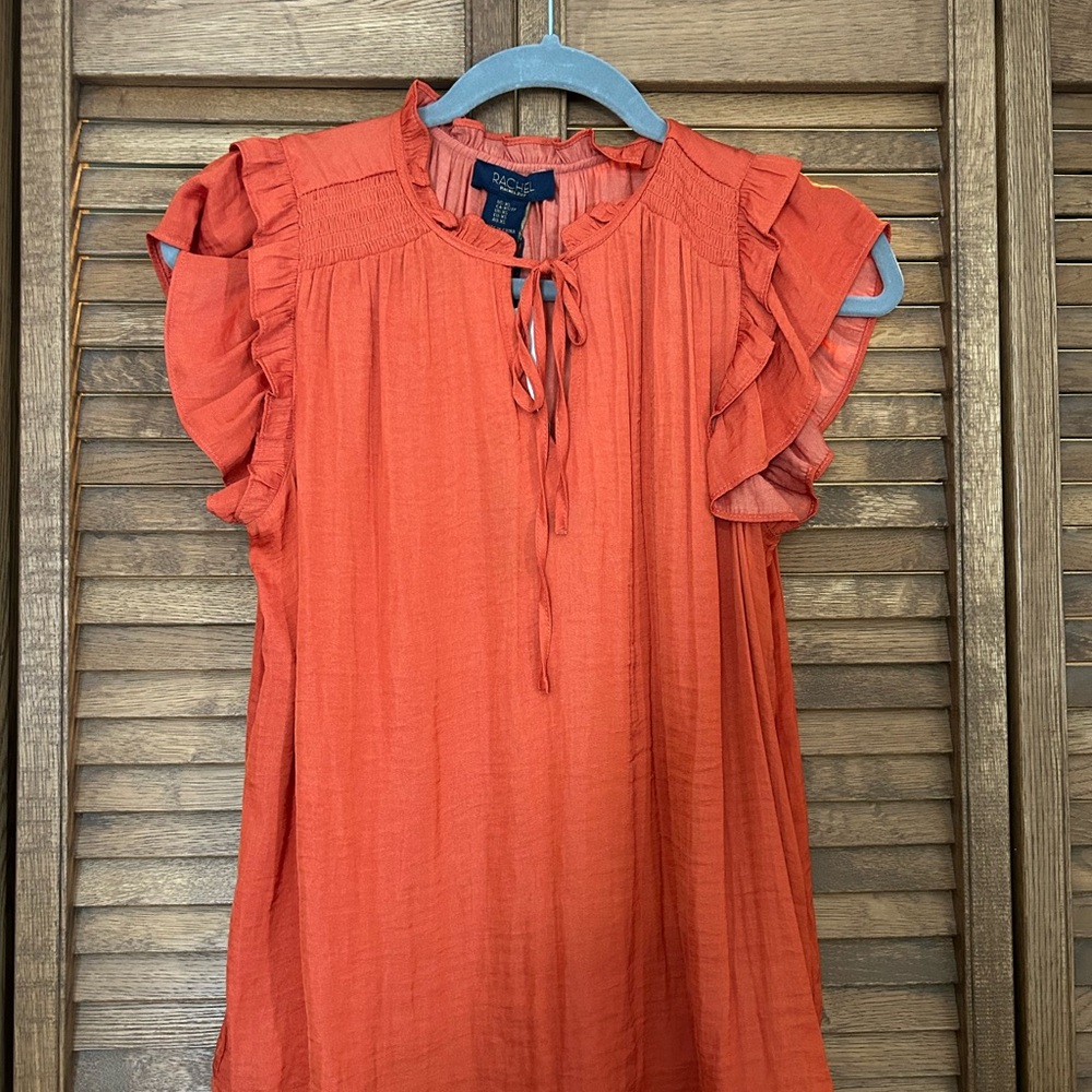 RACHEL Rachel Roy Terracotta Ruffle Blouse
